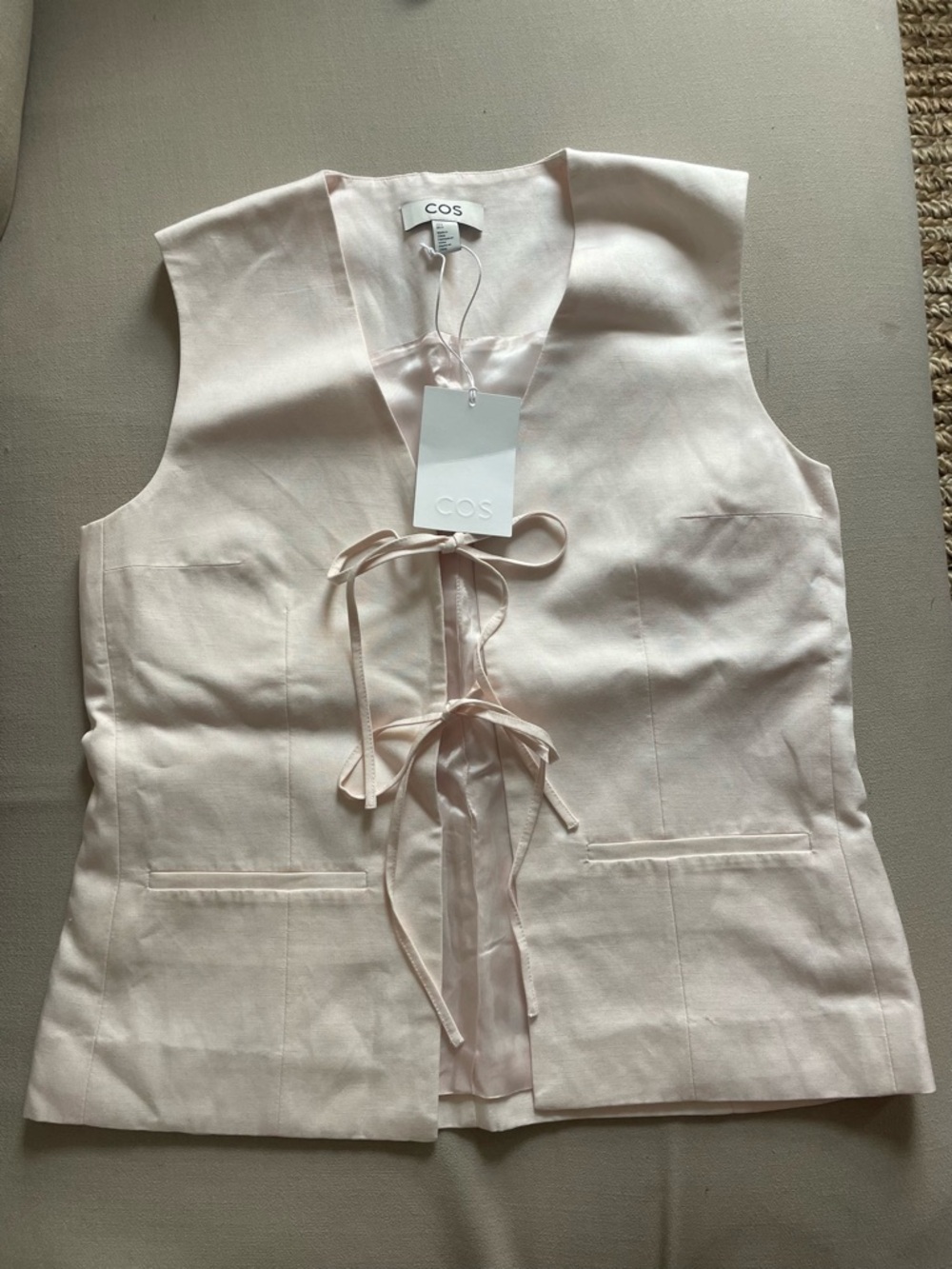 COS Light Blush Vest with Tie Detail